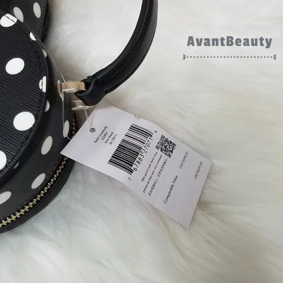 NWT Kate Spade New York Love Shack Heart Crossbody in Polka Dot Black & White